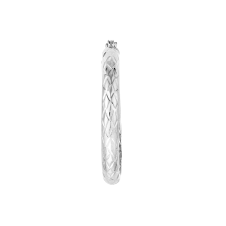 3 Millimeter by 25 Millimeter In and Out Diamond-Cut Hoop Earrings in Rhodium-Plated Sterling Silver