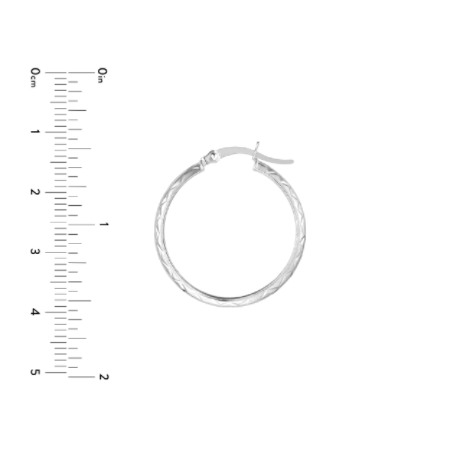 3 Millimeter by 25 Millimeter In and Out Diamond-Cut Hoop Earrings in Rhodium-Plated Sterling Silver