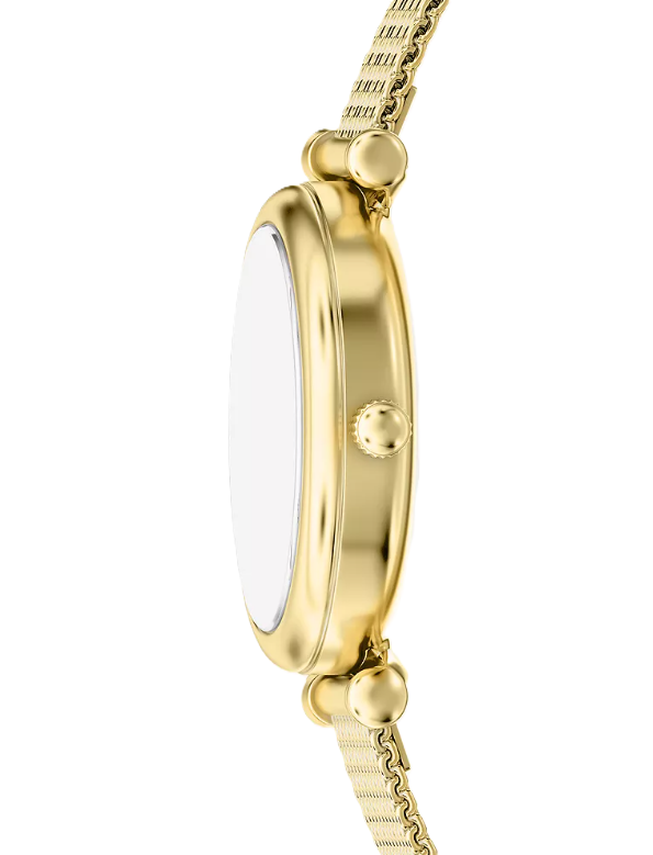 Carlie Mini Three-Hand Watch | Fossil | Gold-Tone Stainless Steel | Mother-of-Pearl Dial | Mesh Bracelet - Brownee Jewelers
