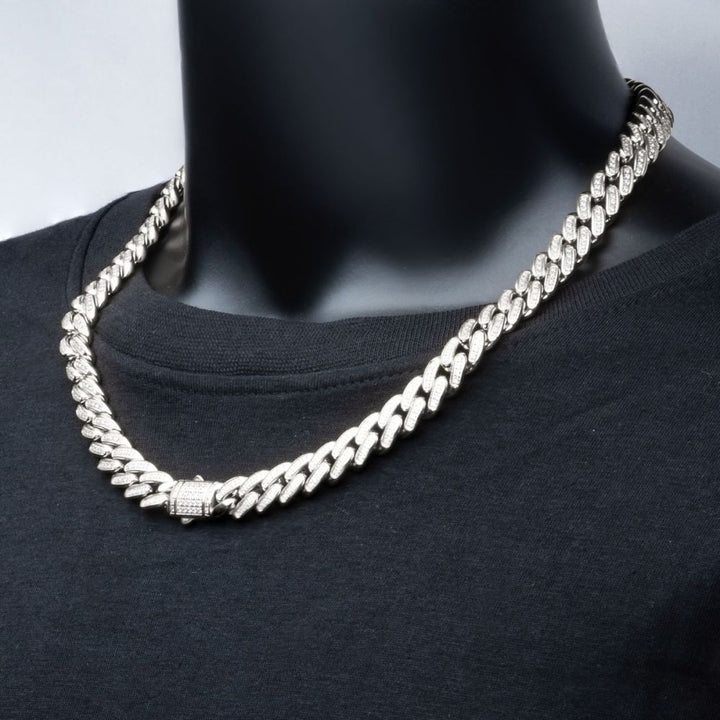 Miami Cuban Curb Chain Necklace | Stainless Steel | 22 Inch | Cubic Zirconia | NSTC2512-22 - Brownee Jewelers