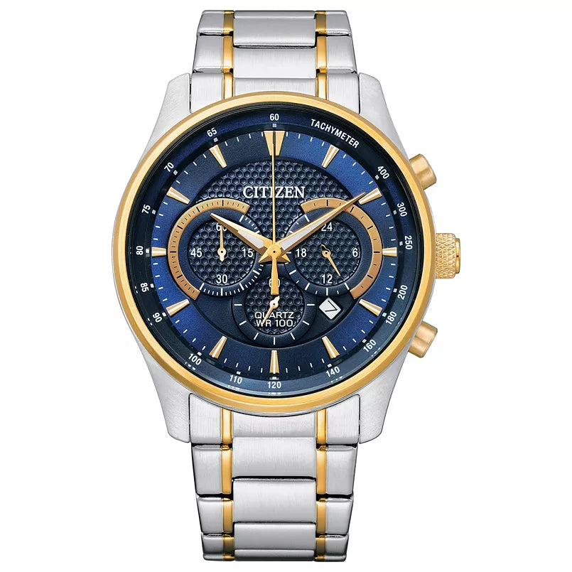 Citizen Two-Tone Stainless Steel Chronograph Blue Dial Watch