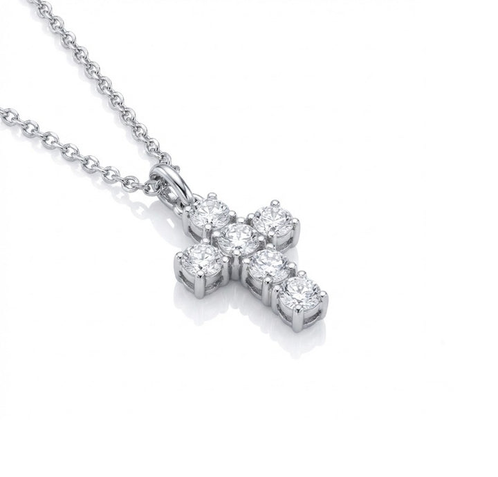 0.09 TOTAL CARAT WEIGHT DIAMOND CROSS PENDANT IN 14K WHITE GOLD