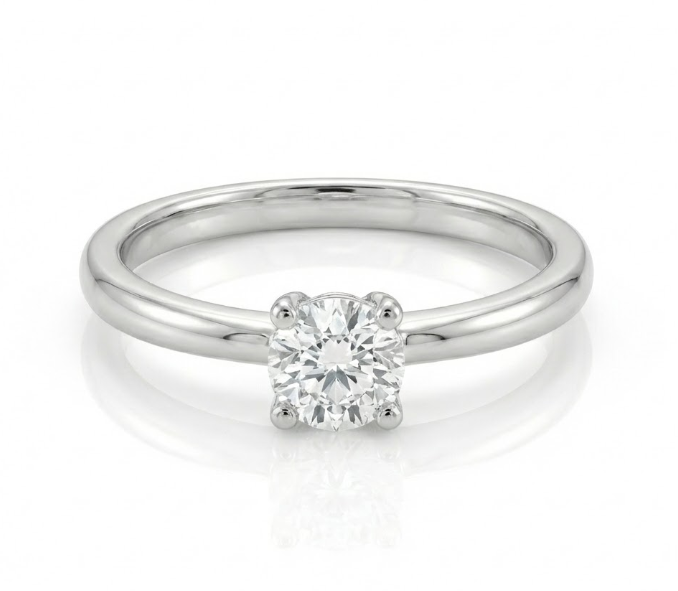 Round Diamond Solitaire Ring | 0.25 ct | 10K White Gold | Classic Four-Prong - Brownee Jewelers