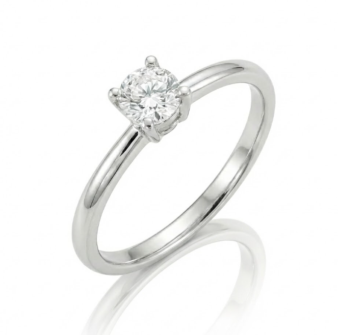 Round Diamond Solitaire Ring | 0.25 ct | 10K White Gold | Classic Four-Prong - Brownee Jewelers