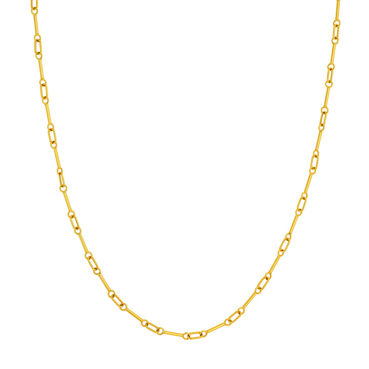 Hollow Bar & Oval Link Chain Necklace | 14K Yellow Gold | Hollow Bar & Oval Link Design | 18 Inches - Brownee Jewelers