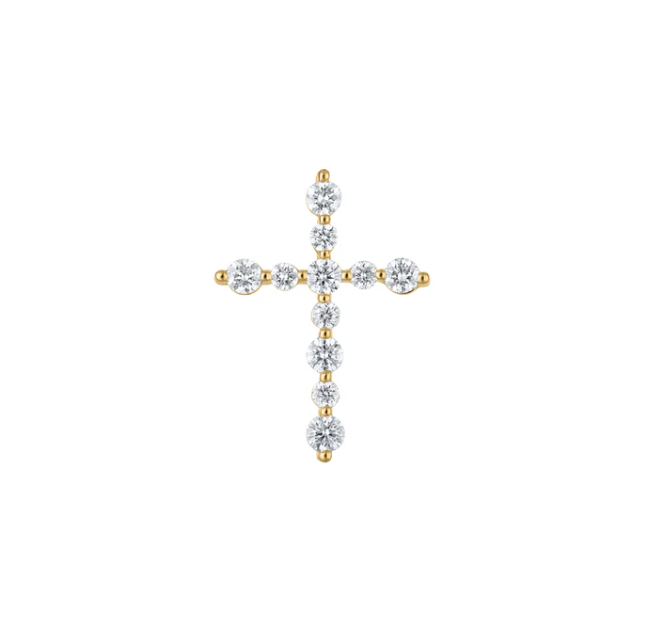 Graduated Diamond Alternating Cross Pendant in 14K Yellow Gold with 0.25 Total Carat Weight Round Diamonds
