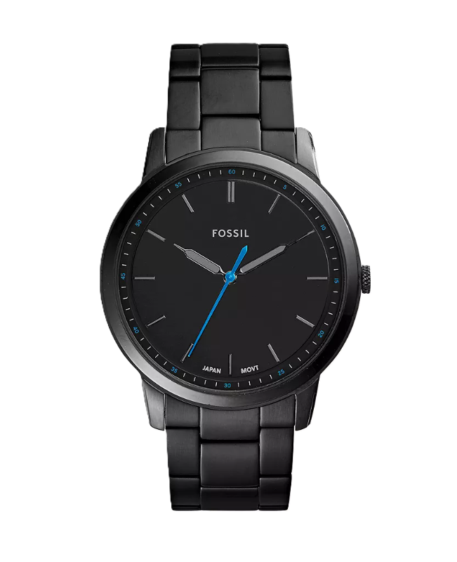 Minimalist Slim Three-Hand Watch | Fossil | Black Stainless Steel | Black Dial | 22mm Bracelet - Brownee Jewelers