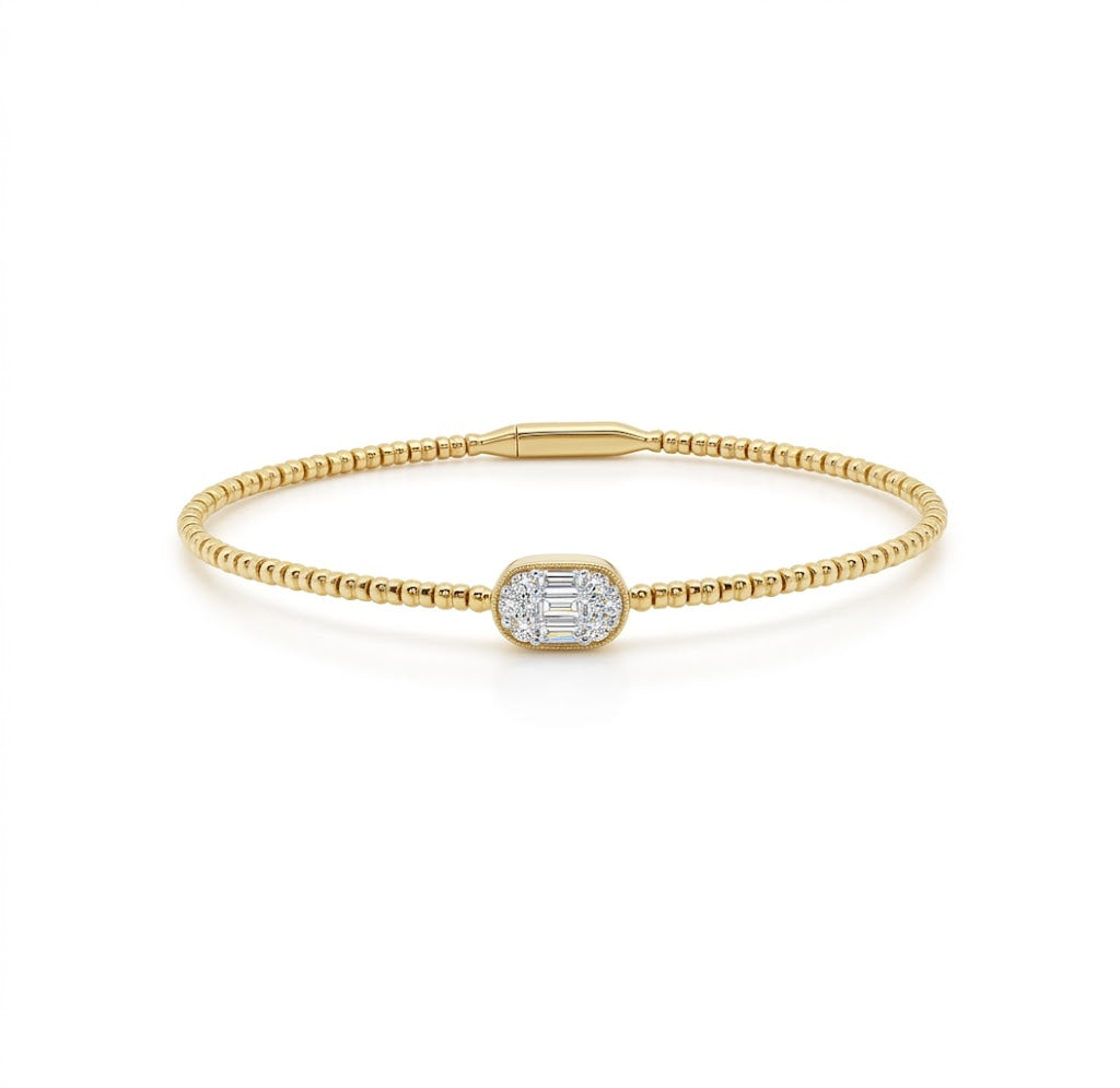Baguette & Round Diamond Flex Bangle | 14K Yellow Gold | .38 CTW | FSBG5287K6Y - Brownee Jewelers