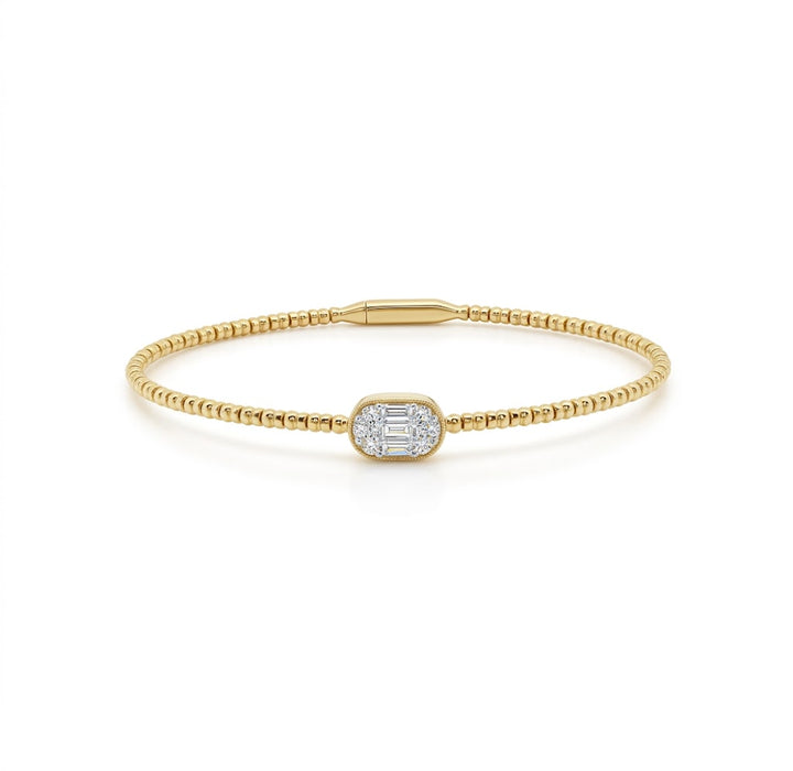 Baguette & Round Diamond Flex Bangle | 14K Yellow Gold | .38 CTW | FSBG5287K6Y - Brownee Jewelers