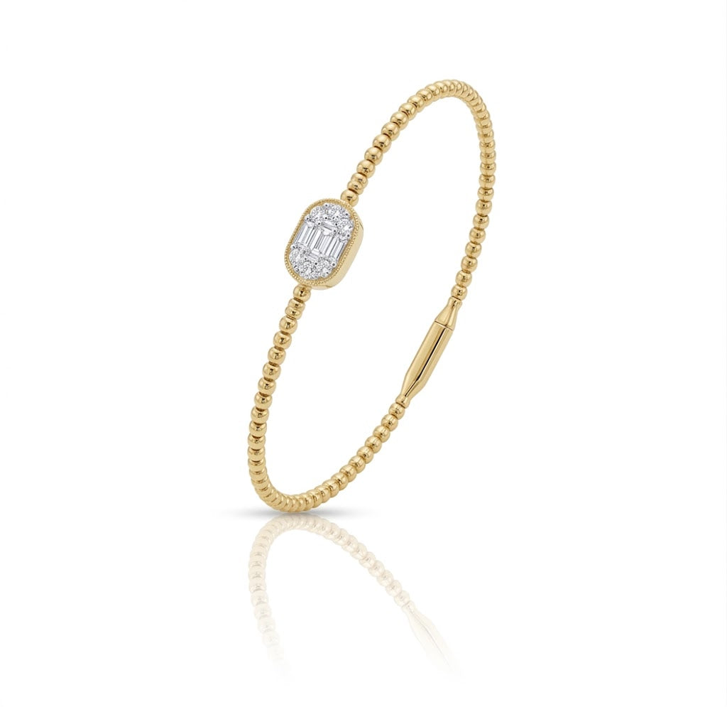 Baguette & Round Diamond Flex Bangle | 14K Yellow Gold | .38 CTW | FSBG5287K6Y - Brownee Jewelers