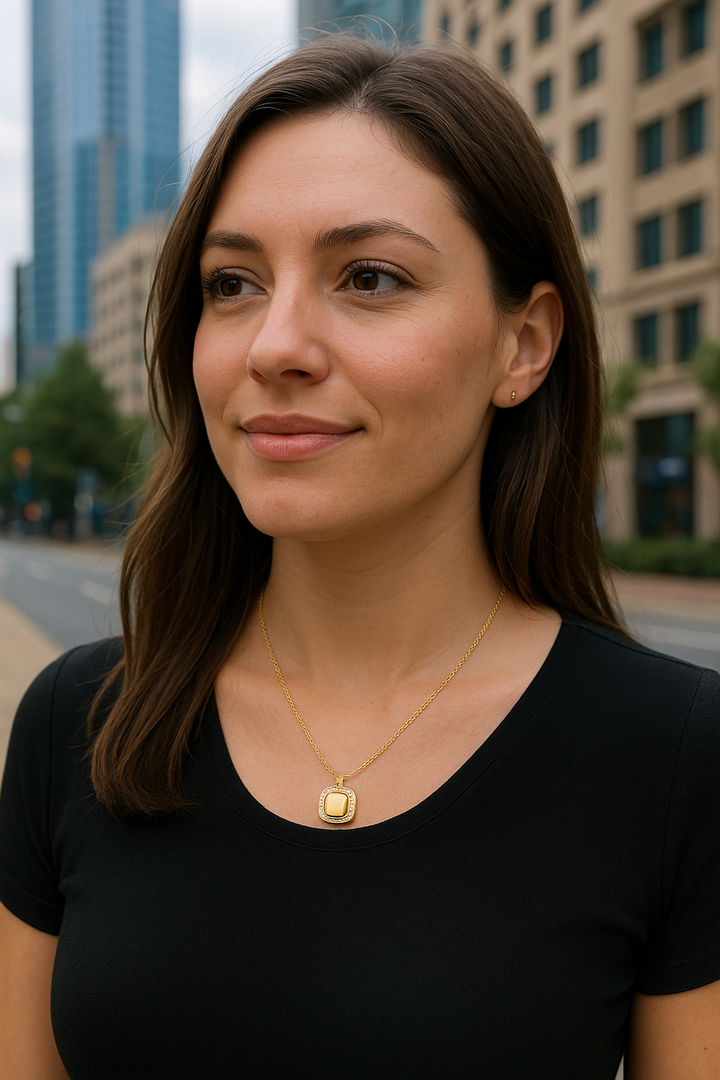 10K Yellow Gold Diamond Halo Cushion Pendant – 1/8ct