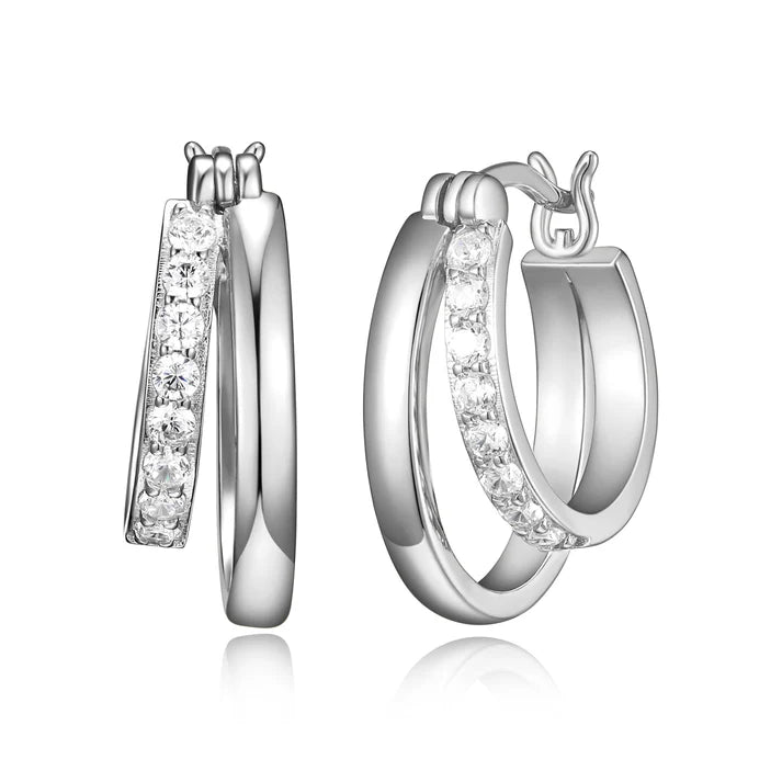 Sterling Silver DiamondLite Cubic Zirconia Double Hoop Earrings