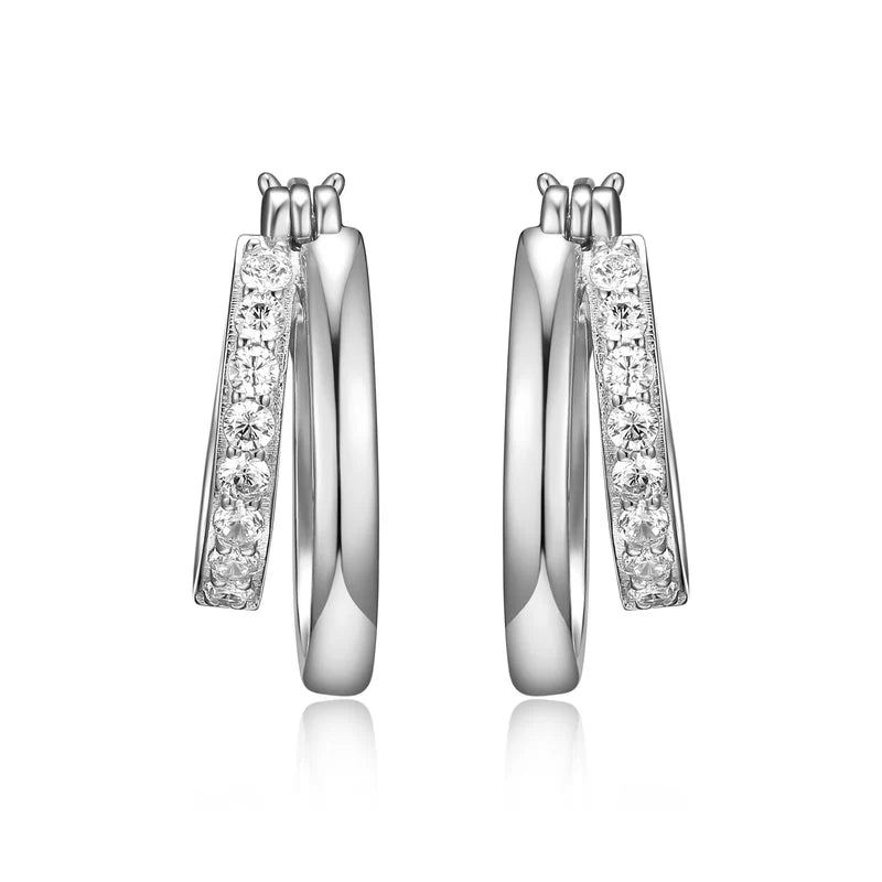 Sterling Silver DiamondLite Cubic Zirconia Double Hoop Earrings