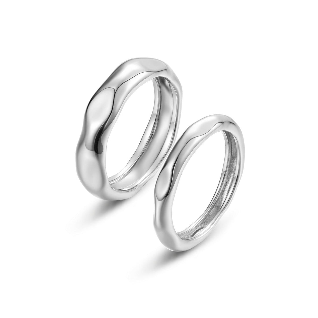 Molten Band Ring | Sterling Silver | Polished Finish | Organic Sculpted Design | Contemporary Band - Brownee Jewelers