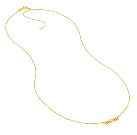 “Mom” Heart Script Necklace | 14K Yellow Gold | Pendant - Brownee Jewelers