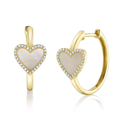DIAMOND AND MOTHER OF PEARL HOOP EARRING IN 14K YELLOW GOLD