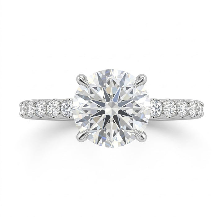 Round Lab-Grown Diamond Engagement Ring | 14K White Gold | 2.85 CTW | Round Center with Round Diamond Band | LGKR37068R270-GW4 - Brownee Jewelers