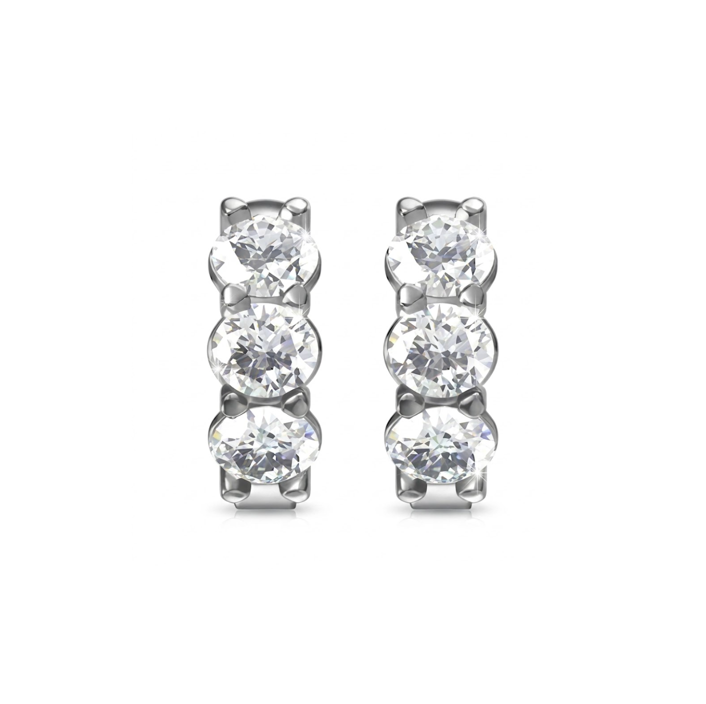 2.03 Total Carat Weight Round Lab-Grown Diamond Huggie Earrings in 14K White Gold