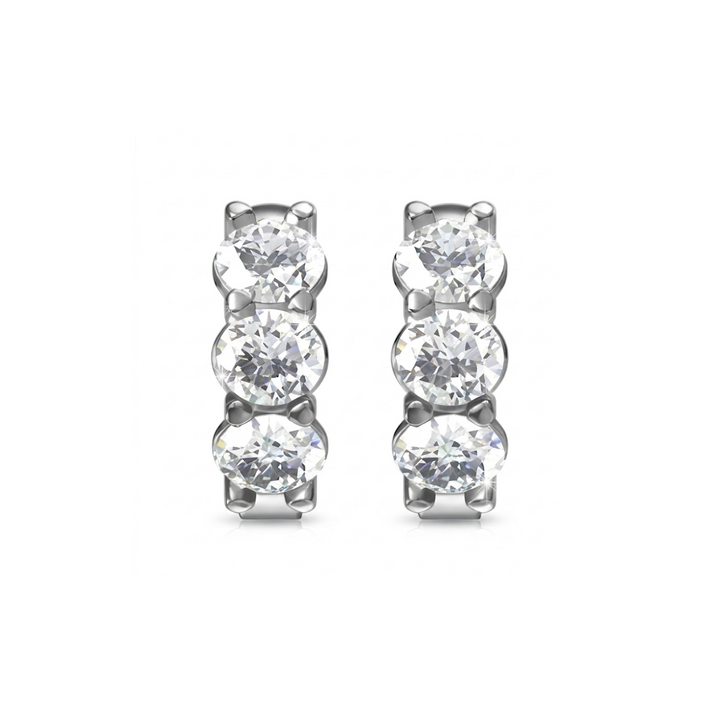 Round Lab-Grown Diamond Huggie Earrings | 14K White Gold | 2.03 CTW | LGKE36976-2CT-GW4 - Brownee Jewelers
