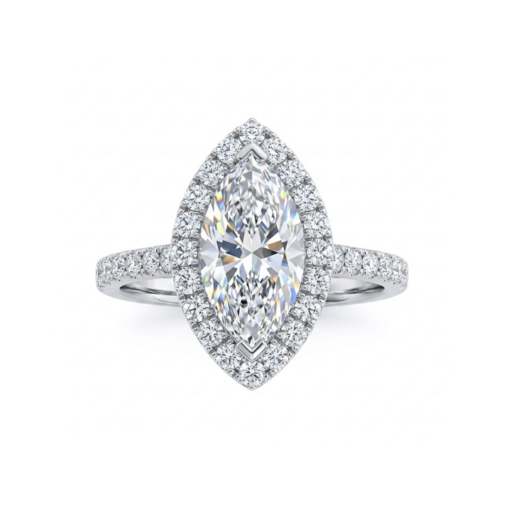 Marquise Diamond Halo Engagement Ring | 14K White Gold | 1.30 CT Marquise Center | 36172 - Brownee Jewelers