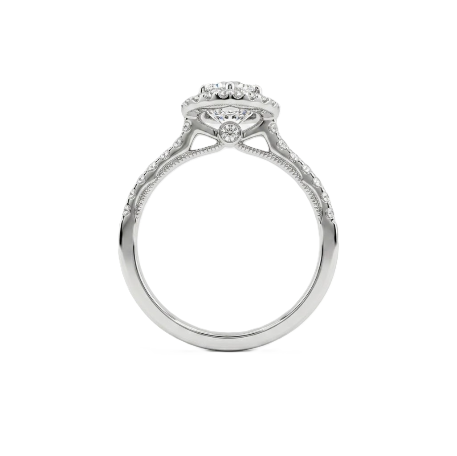 1.30 Carat Center Marquise Diamond Halo Engagement Ring in 14K White Gold