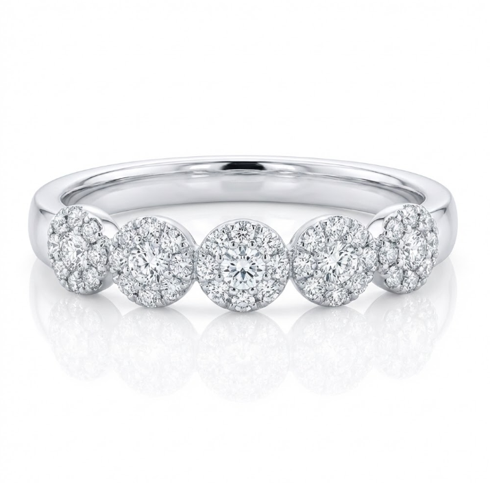 Diamond Five-Stone Band Engagement Ring | 14K White Gold | 0.40 ctw | Classic Diamond Band - Brownee Jewelers