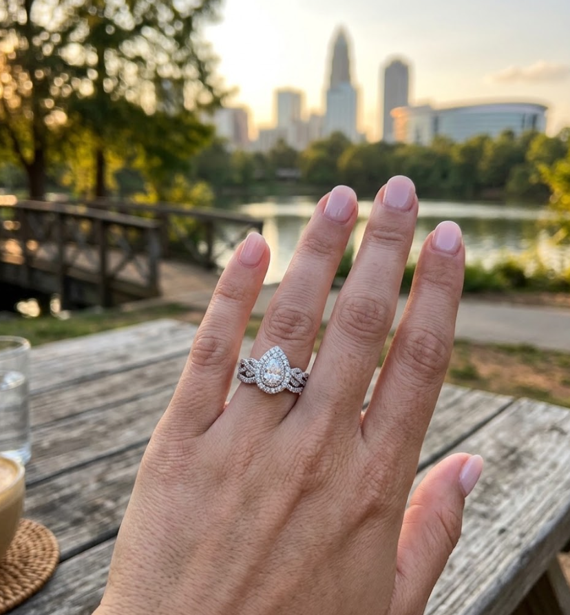 .28 CT Pear Center Diamond with Double Diamond Halo Bridal Ring Set in 14K White Gold