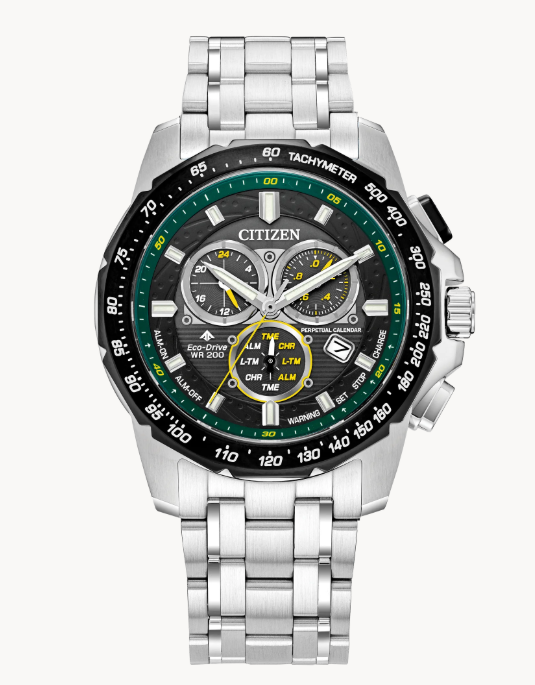 Citizen Promaster MX | Eco-Drive Watch | Stainless Steel | 43mm | Black Dial | Stainless Steel Bracelet | Chronograph | BL5578-51E - Brownee Jewelers