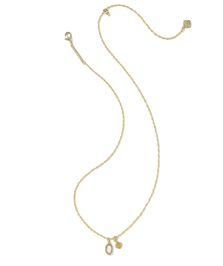 Mini Elisa Dira Gold Necklace Bright White Opal Pendant