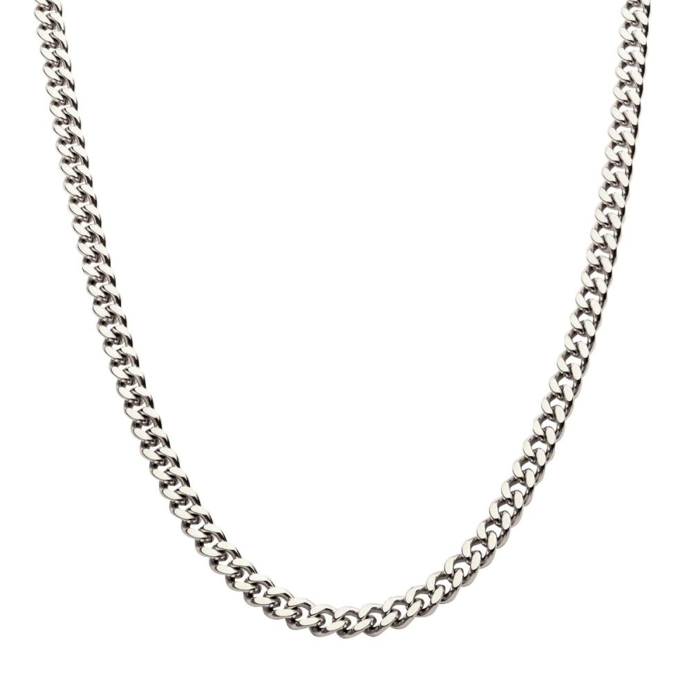 6mm Men's Stainless Steel i Cuban Chain Necklace 22".