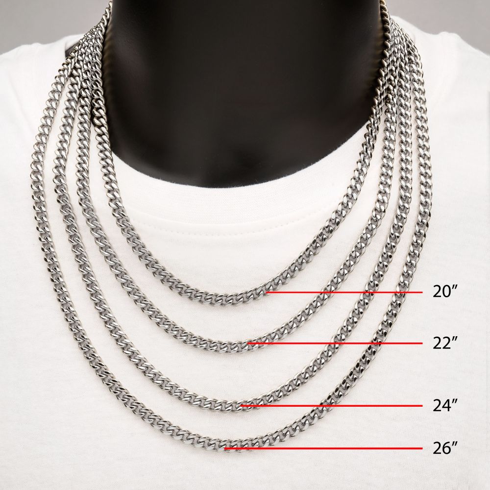 6mm Men's Stainless Steel i Cuban Chain Necklace 22".