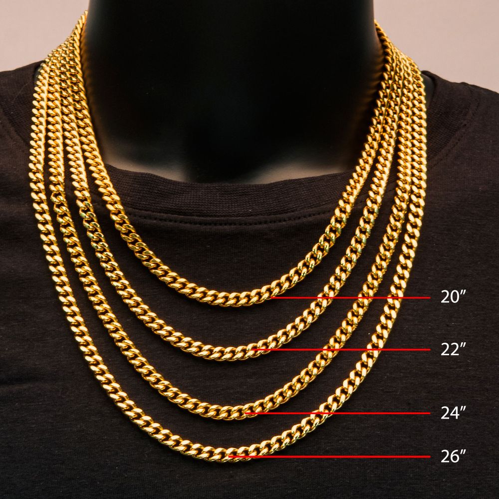 8mm 18Kt Gold IP Miami Cuban Chain Necklace