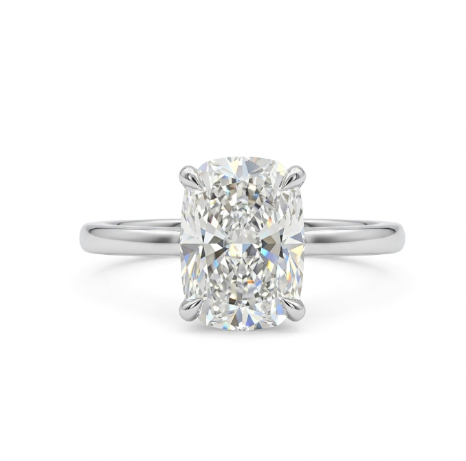 Cushion Cut Lab-Grown Diamond Ring | 14K White Gold | Diamond | Engagement Ring - Brownee Jewelers