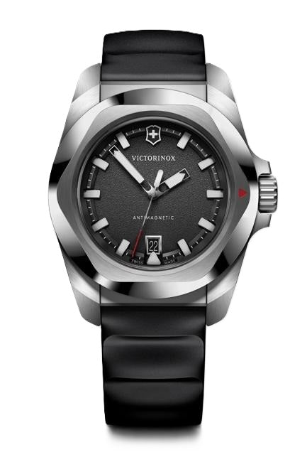 VictorInox Swiss Army I.N.O.X. Watch with Black Rubber Strap and Dial along with a 41 mm Case
