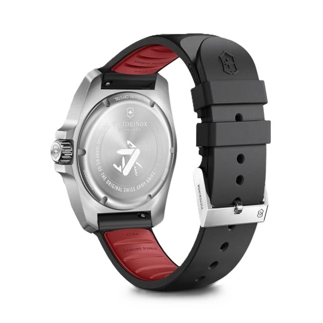 VictorInox Swiss Army I.N.O.X. Watch with Black Rubber Strap and Dial along with a 41 mm Case