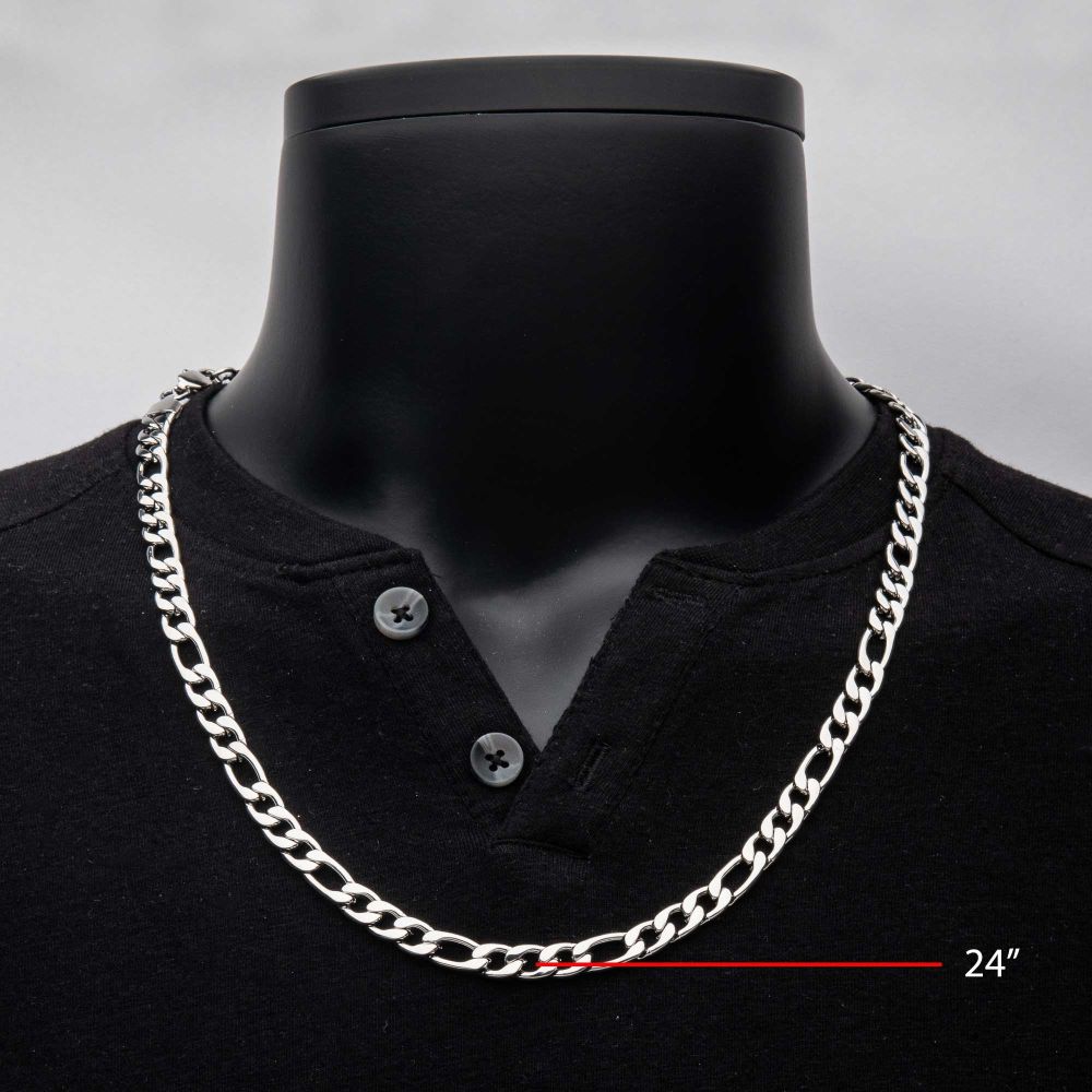 8mm Steel Figaro Chain Necklace
