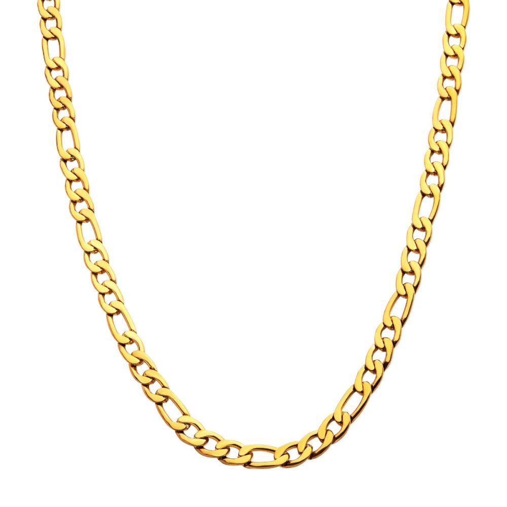 8mm 18Kt Gold IP Figaro Chain Necklace 24"
