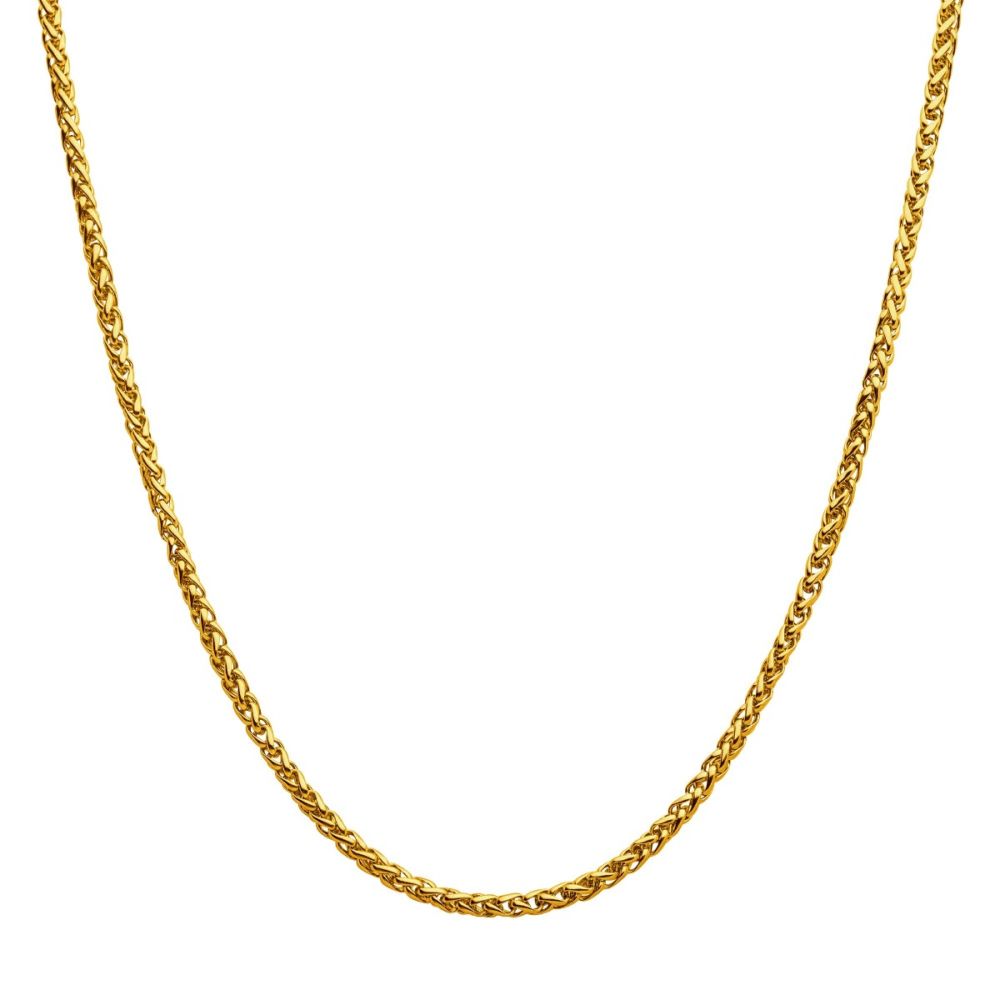 4mm 18Kt Gold IP Wheat Chain Necklace 22"