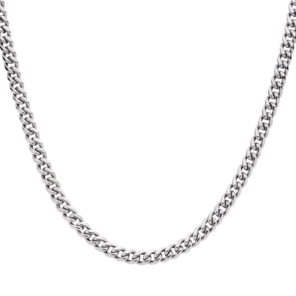 6mm Steel Miami Cuban Chain Necklace with CNC Precision Set CZ Double Tab Box Clasp