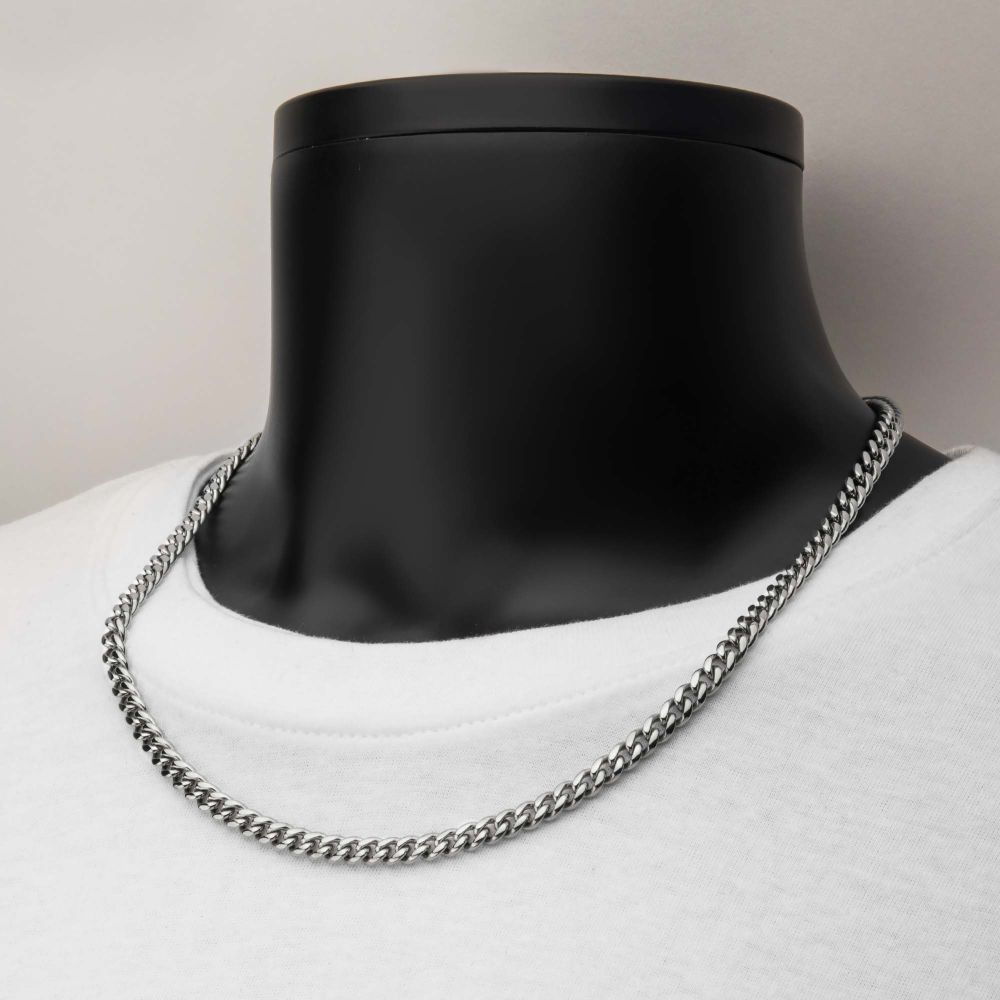 6mm Steel Miami Cuban Chain Necklace with CNC Precision Set CZ Double Tab Box Clasp