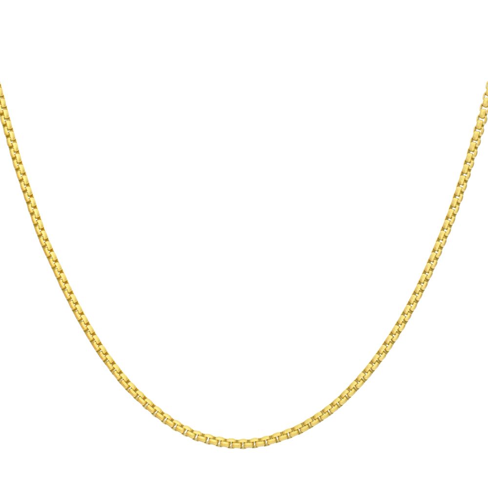 4mm Matte Finish 18Kt Gold IP Stainless Steel Bold Box Chain Necklace 22"
