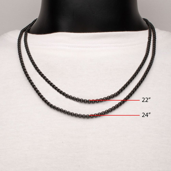 4mm Matte Finish Black IP Stainless Steel Bold Box Chain Necklace