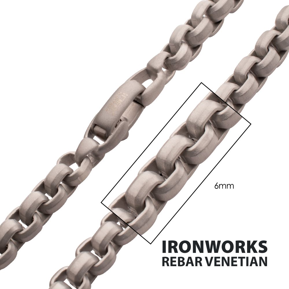 6mm Matte Finish Stainless Steel Bold Box Chain Necklace