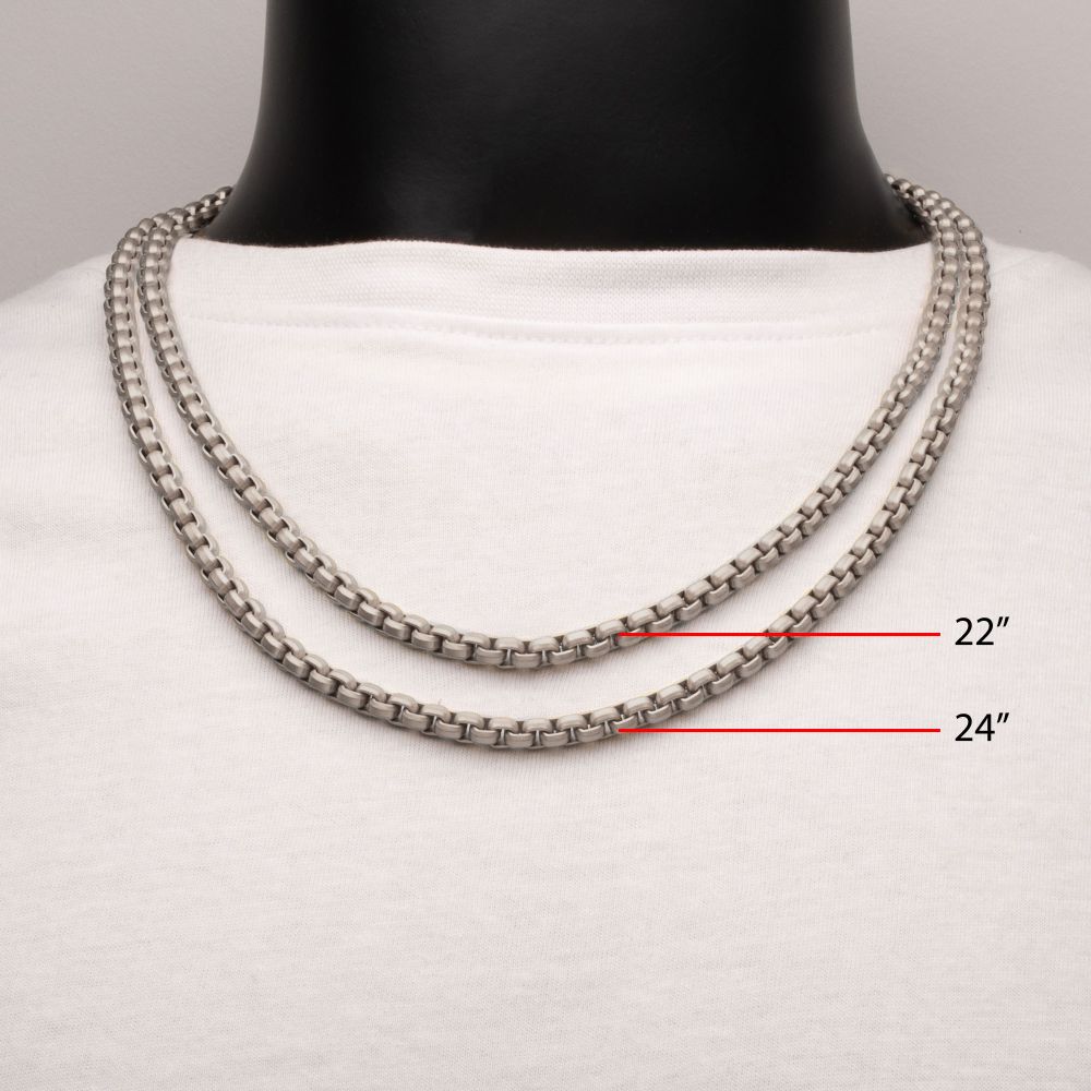 6mm Matte Finish Stainless Steel Bold Box Chain Necklace
