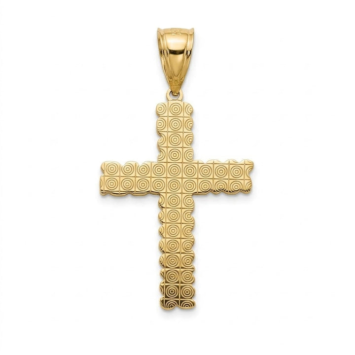 Cubic Zirconia Bail with Nugget Textured Cross Pendant in 10kt Yellow and White Gold