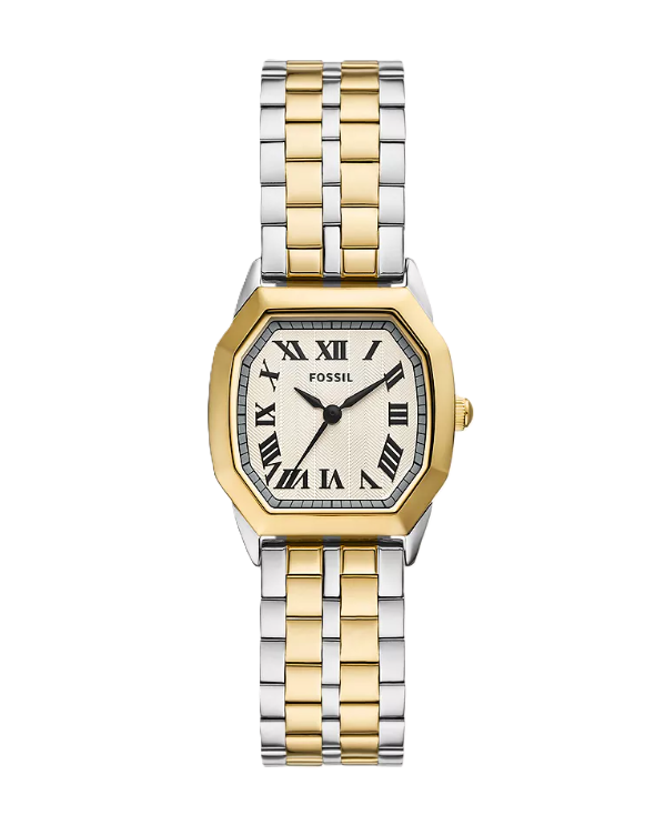 Harlow Three-Hand Watch | Fossil | Two-Tone Stainless Steel | Octagonal Case | Cream Dial - Brownee Jewelers