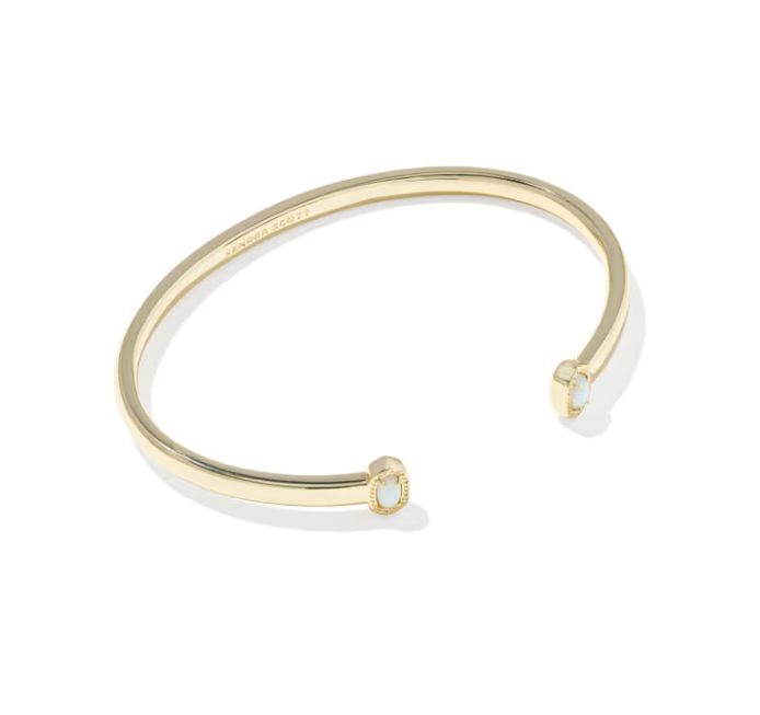 Mini Elton Gold Cuff Bracelet Bright White Opal Open Cuff