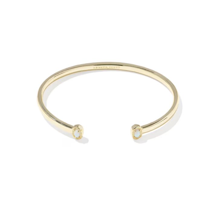 Mini Elton Gold Cuff Bracelet Bright White Opal Open Cuff
