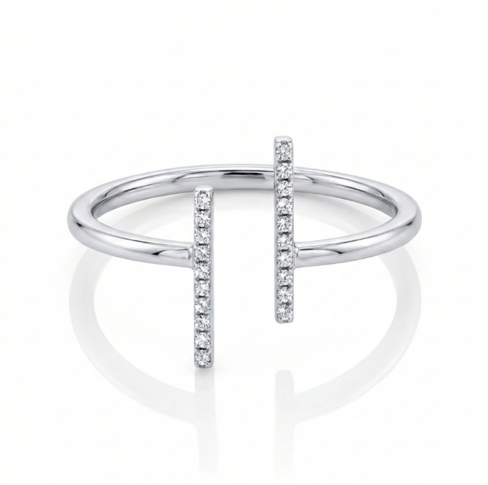 .06CTW DIAMOND OPEN BAR RING IN 14K WHITE GOLD
