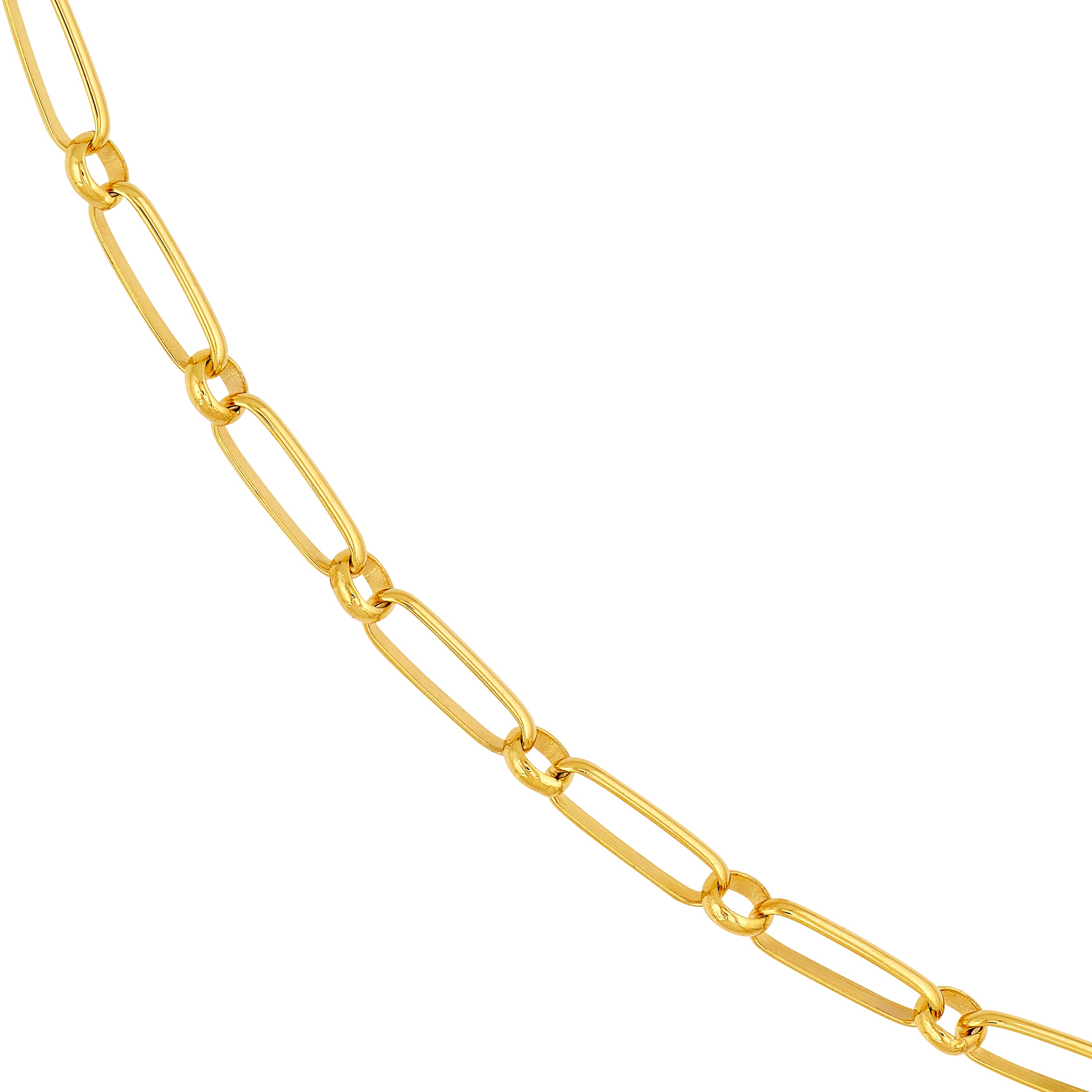 14K Yellow Gold Oval & Round Open Link Chain Necklace 18"